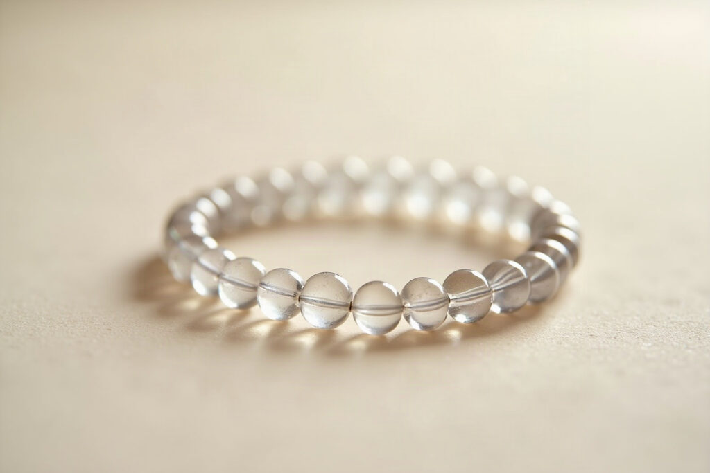 Stretch bracelet strung with round-cut quartz beads
