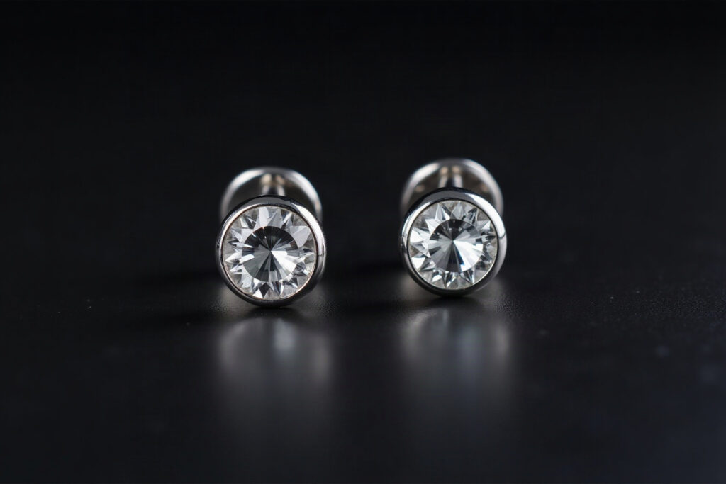 Silver cufflinks set with faceted quartz stones