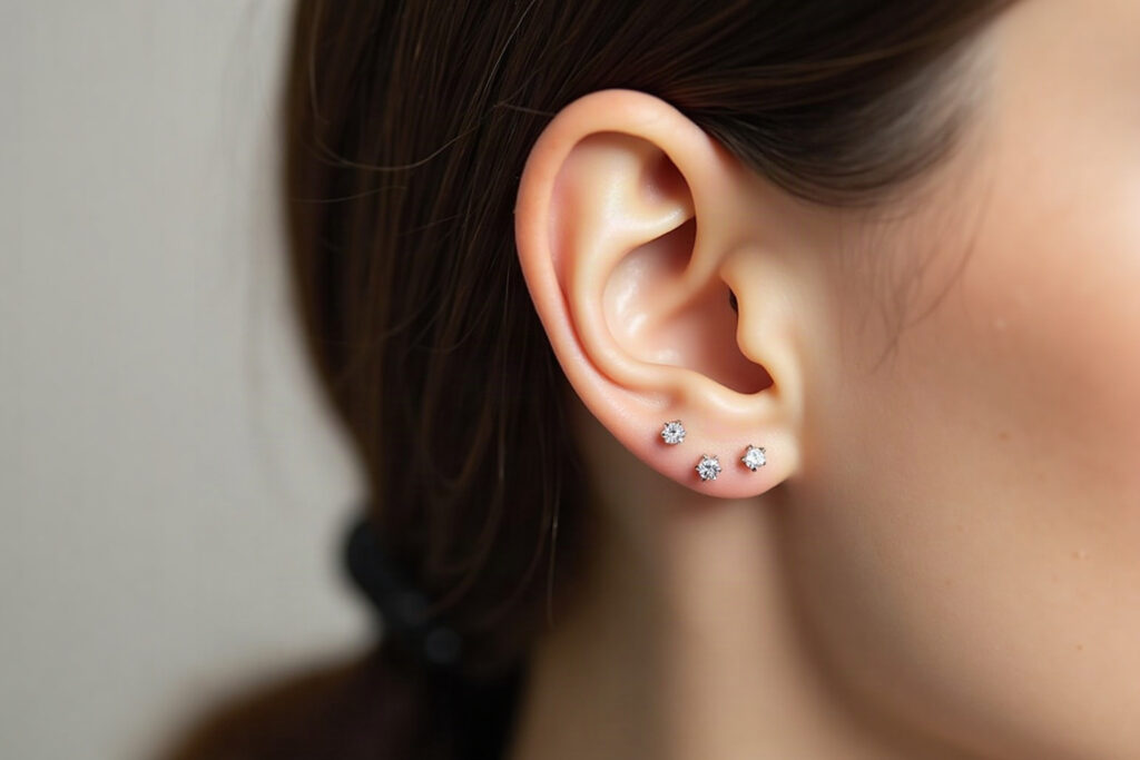 Tiny quartz stud earrings