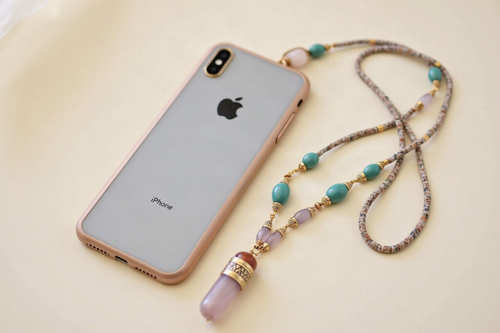 Quartz bead phone strap and wrist charm
