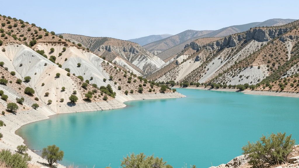 Salda Gölü havzasının turkuaz suyu ve pale renkli kayalık çevresi